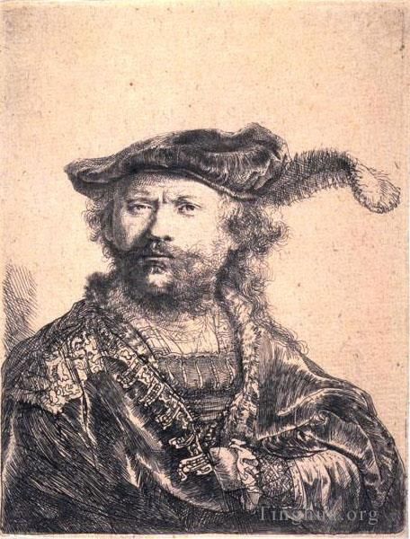 Rembrandt Andere Malerei - In Samtkappe und Plume SIL