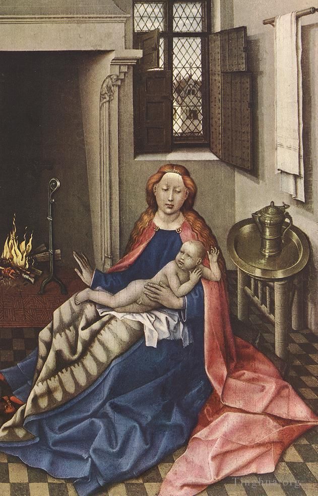 Robert Campin Ölgemälde - Altarbild „Madonna mit dem Kind“.