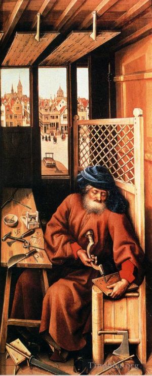 Robert Campin Werk - Der heilige Josef wird als mittelalterlicher Zimmermann dargestellt