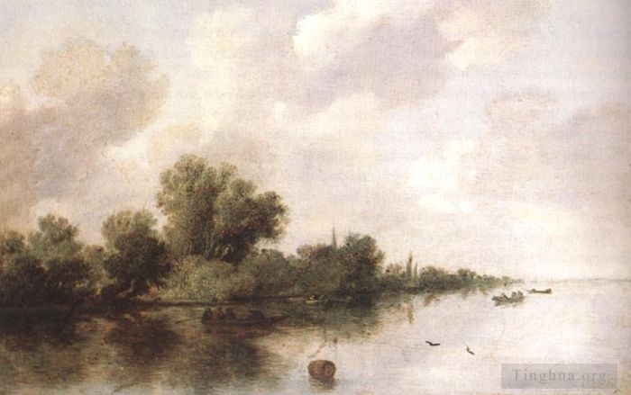 Salomon van Ruysdael Ölgemälde - Flussszene1