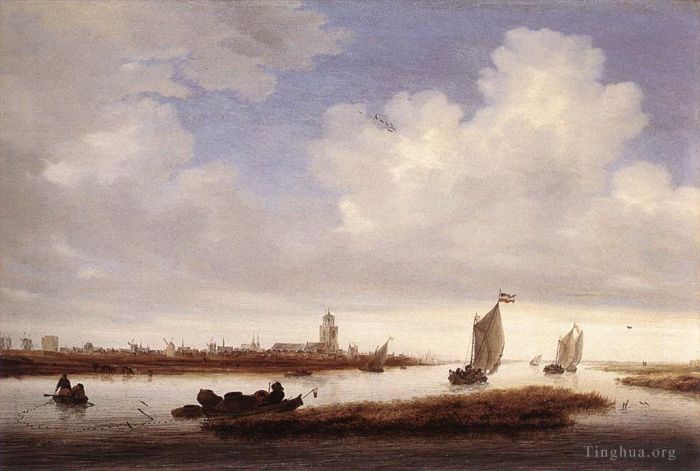 Salomon van Ruysdael Ölgemälde - Ansicht von Deventer von Nordwesten aus gesehen