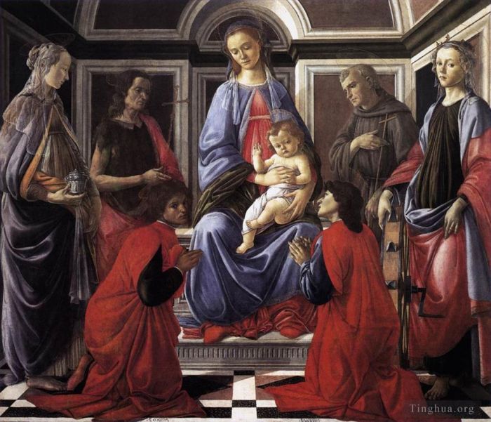 Sandro Botticelli Andere Malerei - Madonna und Kind mit sechs Heiligen