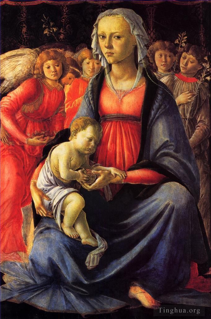 Sandro Botticelli Andere Malerei - Sandro Die Jungfrau mit dem Kind und fünf Engeln