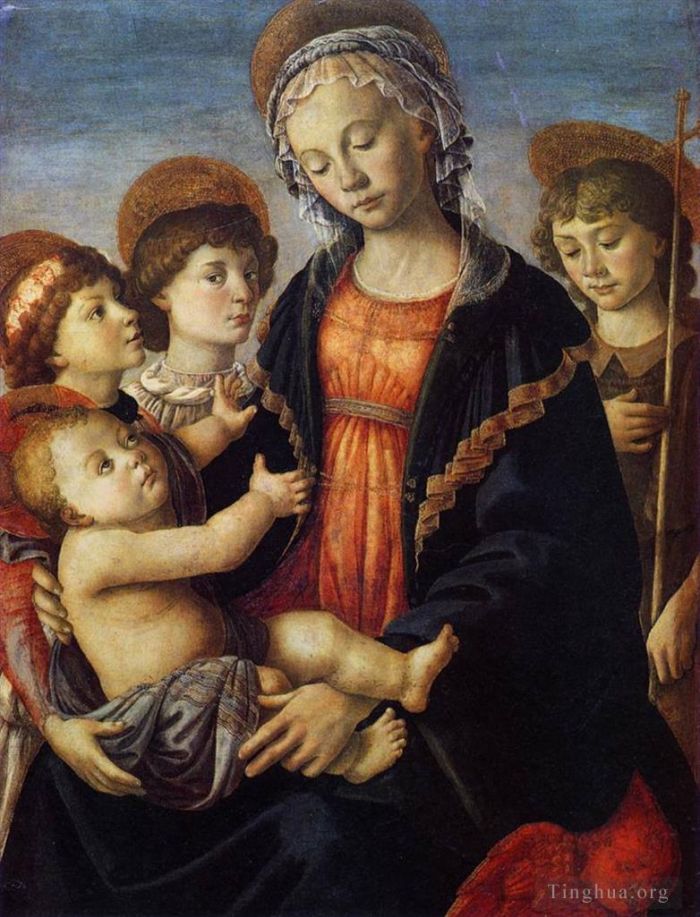 Sandro Botticelli Andere Malerei - Die Jungfrau und das Kind mit zwei Engeln