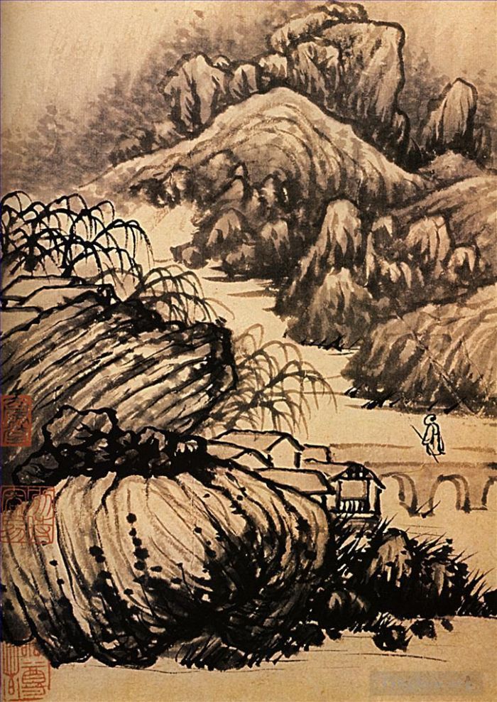 Shi Tao Chinesische Kunst - Wandern im Bereich des Drachentempels 170