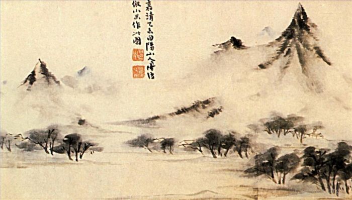 Shi Tao Chinesische Kunst - Nebel auf dem Berg 170