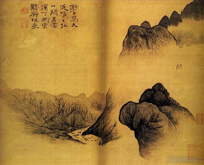 Shi Tao Chinesische Kunst - Zwei Freunde im Mondlicht 169