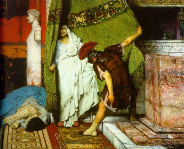 Sir Lawrence Alma-Tadema Ölgemälde - Ein römischer Kaiser 41 n. Chr. Detail1
