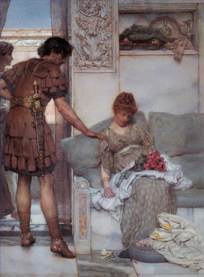 Sir Lawrence Alma-Tadema Ölgemälde - Ein stiller Gruß