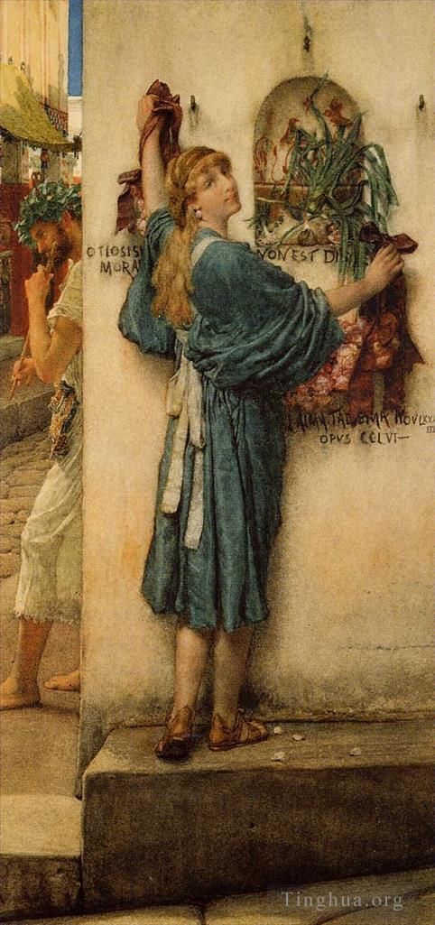 Sir Lawrence Alma-Tadema Ölgemälde - Ein Straßenaltar