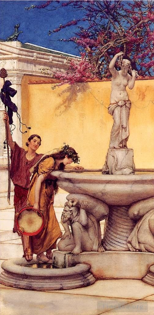 Sir Lawrence Alma-Tadema Ölgemälde - Zwischen Venus und Bacchus
