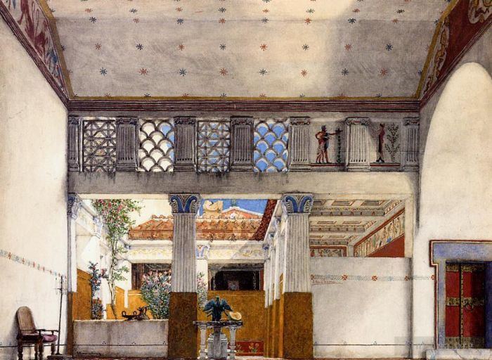 Sir Lawrence Alma-Tadema Ölgemälde - Innenraum des Caius-Martius-Hauses