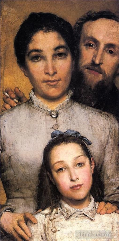 Sir Lawrence Alma-Tadema Ölgemälde - Porträt von Aime Jules Dalou, seiner Frau und seiner Tochter
