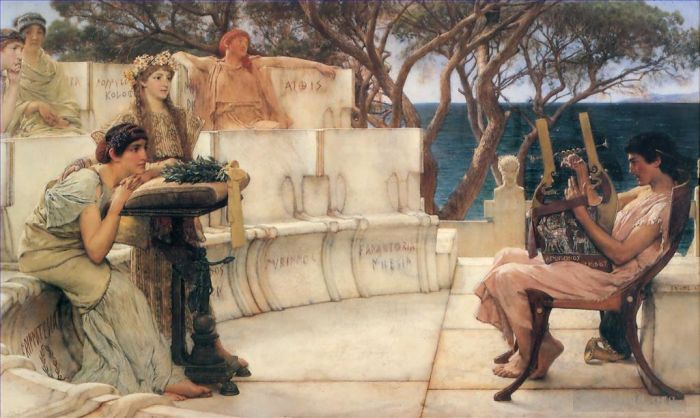 Sir Lawrence Alma-Tadema Ölgemälde - Sappho und Alcaeus