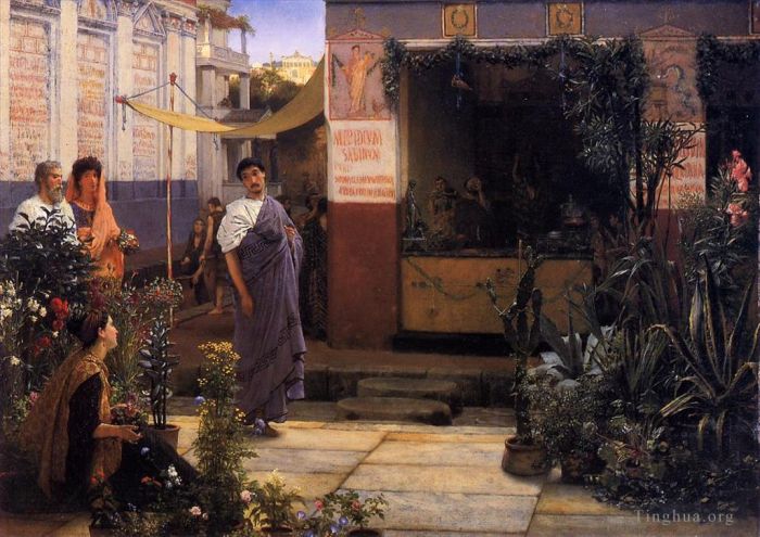 Sir Lawrence Alma-Tadema Ölgemälde - Der Blumenmarkt