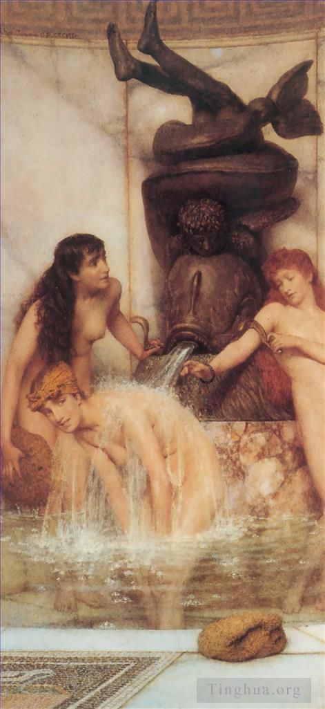 Sir Lawrence Alma-Tadema Ölgemälde - Strigile und Schwämme