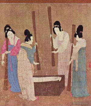 Zhao Ji Werk - Frauen bereiten Seide nach Zhang Xuan 1100 vor