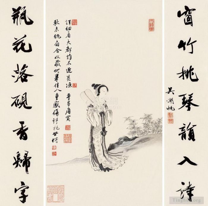 Tang Yin Chinesische Kunst - Tang-Yin-Jungfrauen-Triptichon