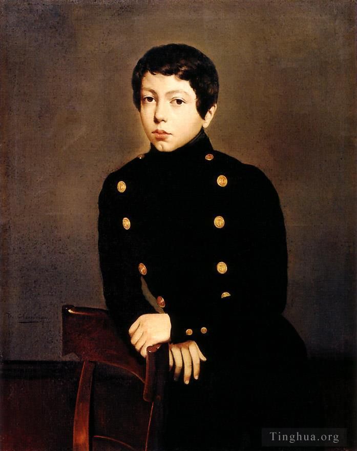 Theodore Chasseriau Ölgemälde - Porträt von Ernest Chasseriau, dem Malerbruder in der Uniform des Eco