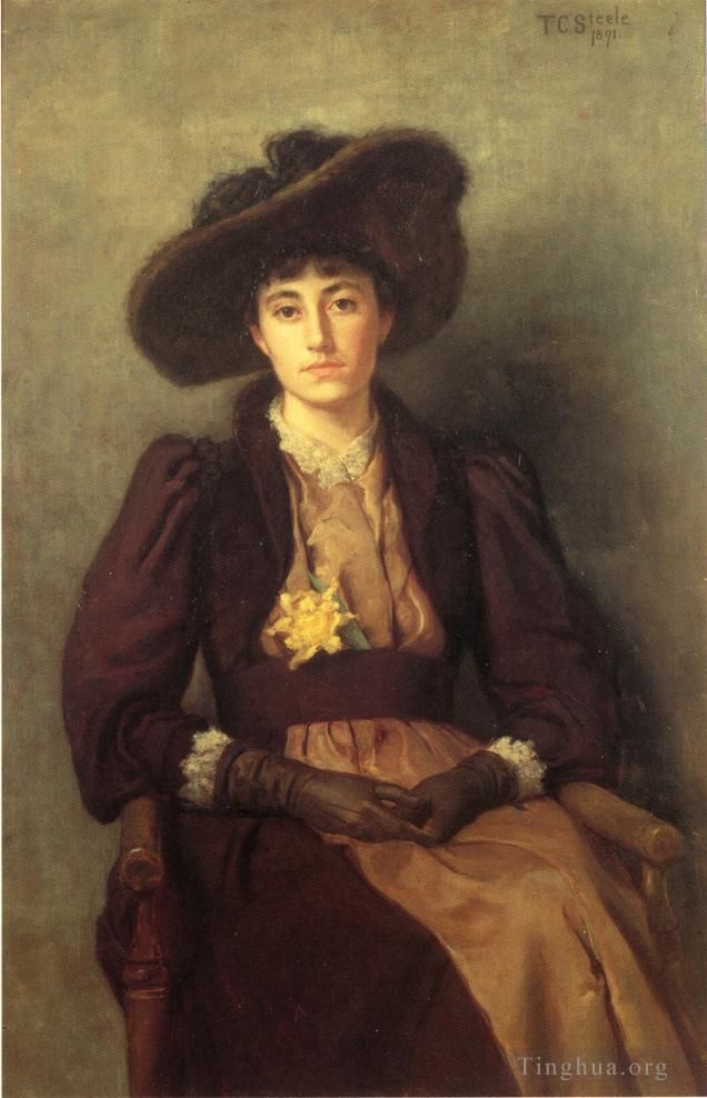 Theodore Clement Steele Ölgemälde - Porträt von Daisy Impressionist