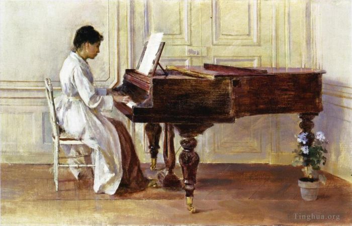 Theodore Robinson Ölgemälde - Am Klavier