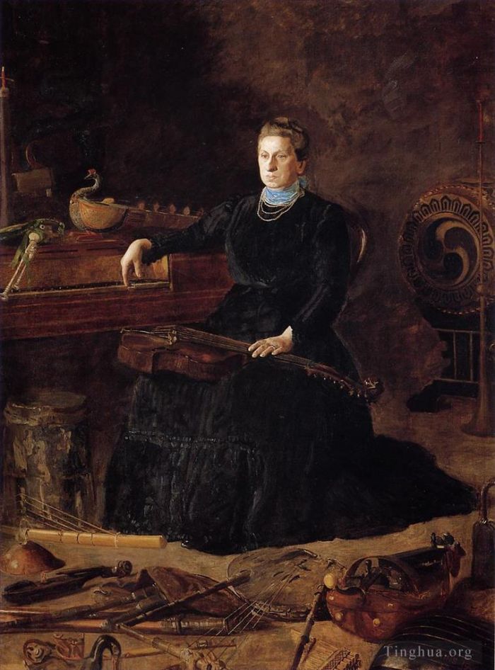 Thomas Cowperthwait Eakins Ölgemälde - Antiquierte Musik, auch bekannt als Porträt von Sarah Sagehorn Frishmuth