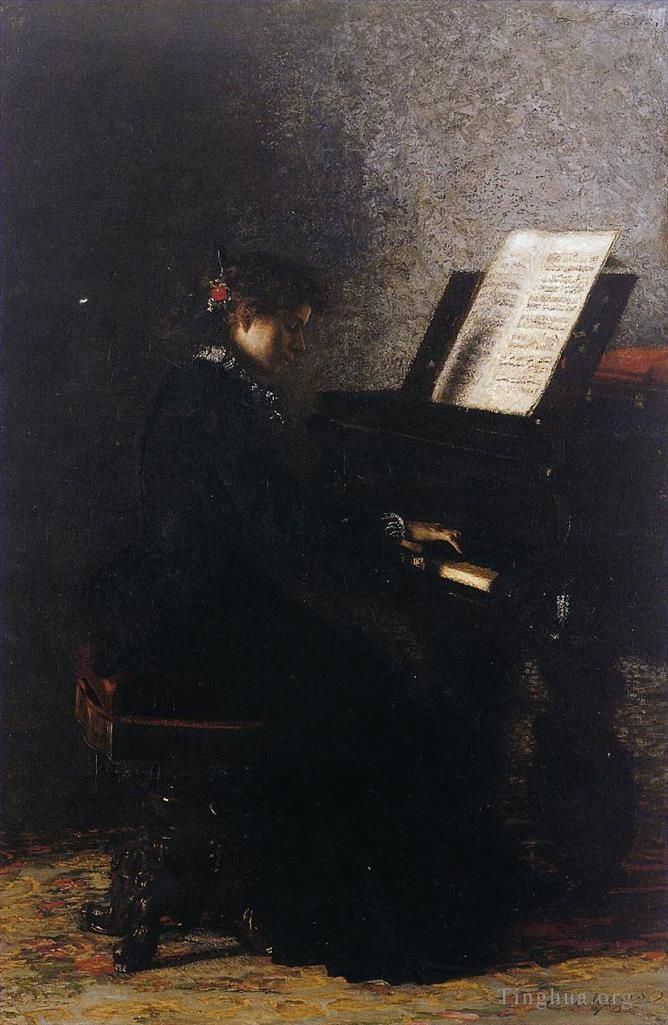 Thomas Cowperthwait Eakins Ölgemälde - Elisabeth am Klavier