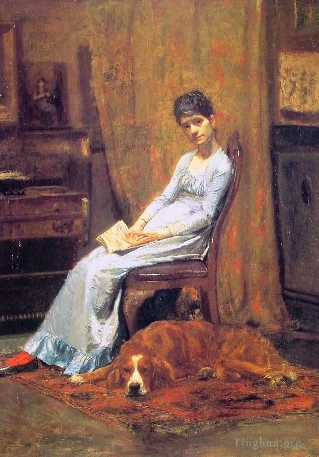 Thomas Cowperthwait Eakins Ölgemälde - Die Frau des Künstlers und sein Setterhund