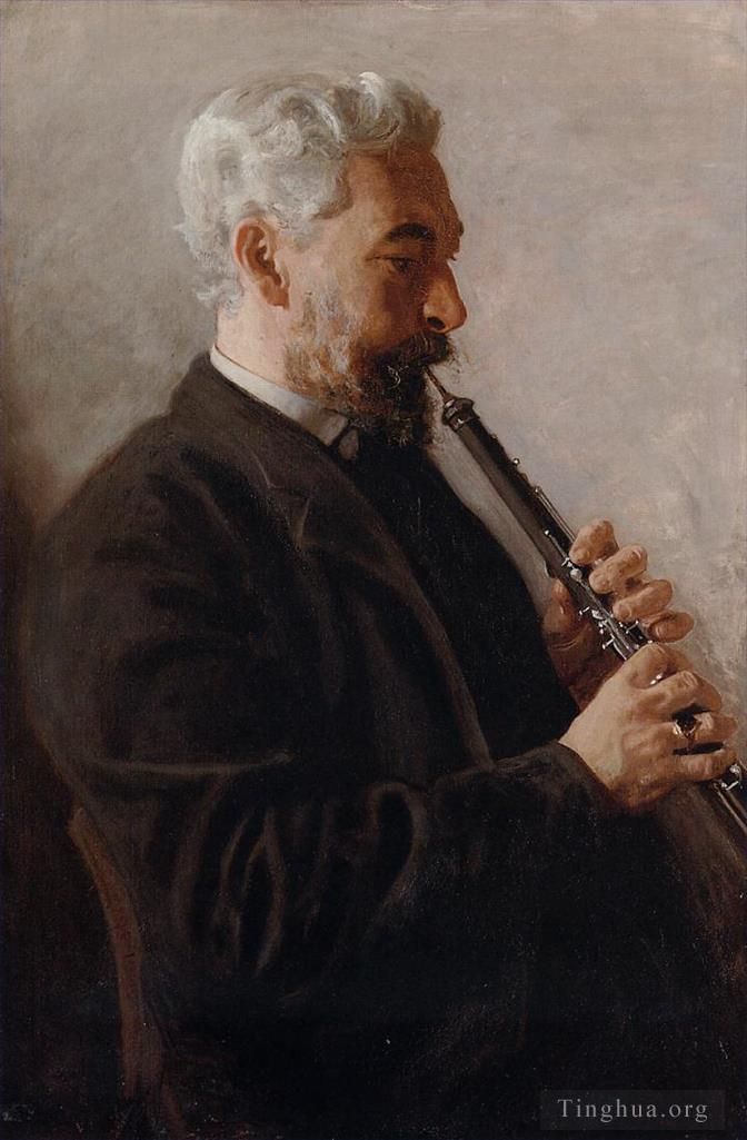 Thomas Cowperthwait Eakins Ölgemälde - Der Oboespieler, auch bekannt als Porträt von Benjamin