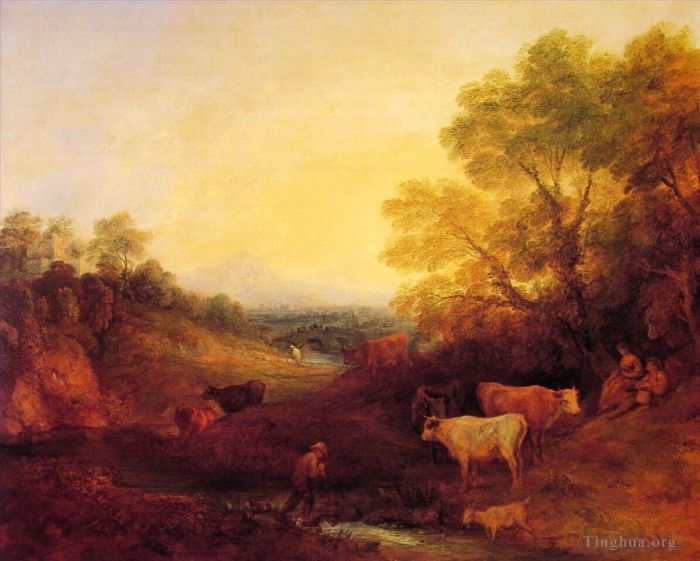 Thomas Gainsborough Ölgemälde - Landschaft mit Rindern