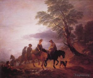 Thomas Gainsborough Werk - Offene Landschaft mit berittenen Bauern