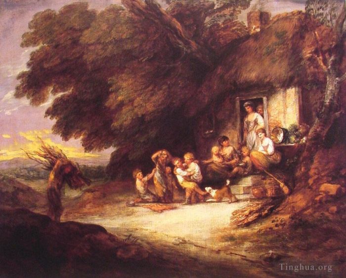 Thomas Gainsborough Ölgemälde - Die Cottage-Door-Landschaft