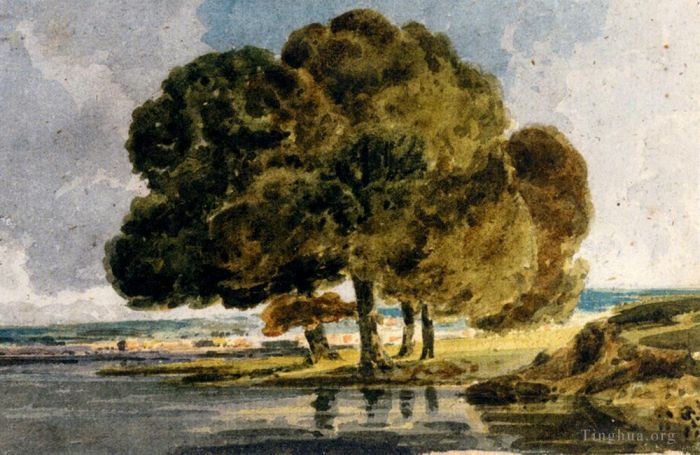 Thomas Girtin Andere Malerei - Bäume am Flussufer