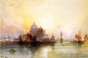 Thomas Moran Werk - Ein Blick auf das Meereslandschaftsboot von Venedig