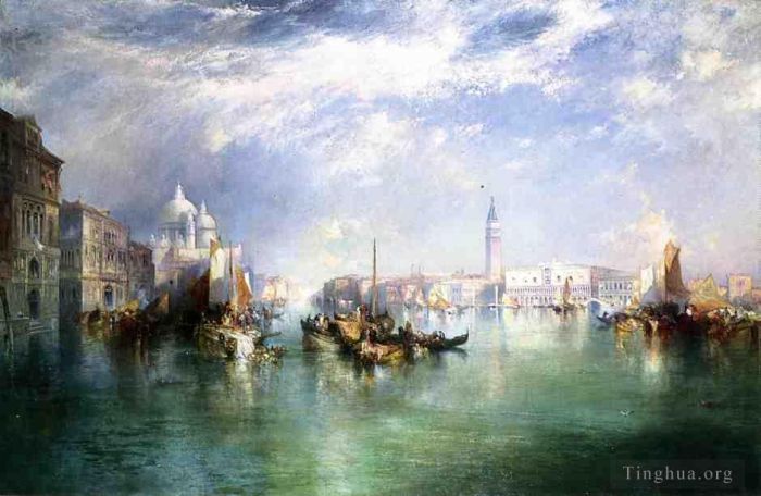 Thomas Moran Ölgemälde - Eingang zum Canal Grande Venedig
