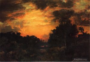 Thomas Moran Werk - Sonnenuntergang auf Long Island