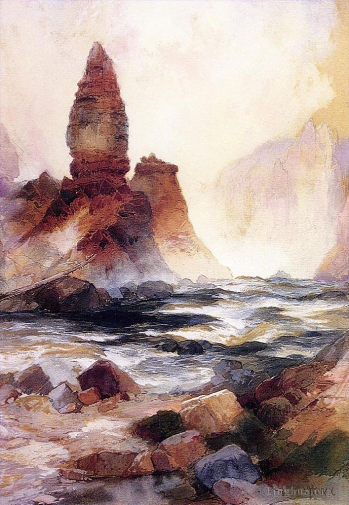 Thomas Moran Andere Malerei - Tower Falls und Sulphur Rock Yellowstone