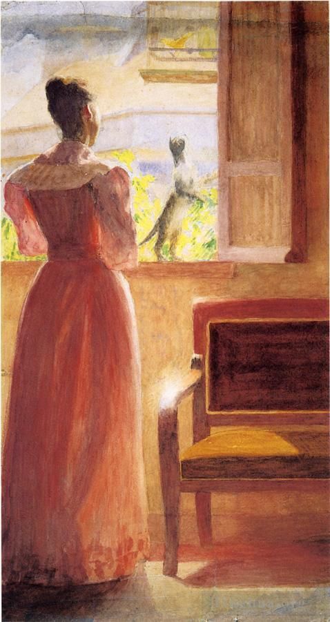 Thomas Pollock Anshutz Ölgemälde - Dame am Fenster