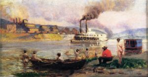 Thomas Pollock Anshutz Werk - Dampfschiff auf dem Ohio