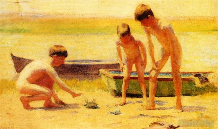 Thomas Pollock Anshutz Andere Malerei - Jungen spielen mit dem Krabbenboot Thomas Pollock Anshutz