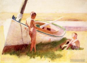 Thomas Pollock Anshutz Werk - Zwei Jungen an einem Boot