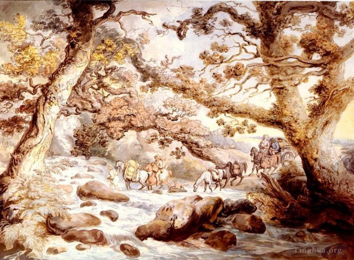 Thomas Rowlandson Andere Malerei - Durchqueren des Flusses Camel Cornwall