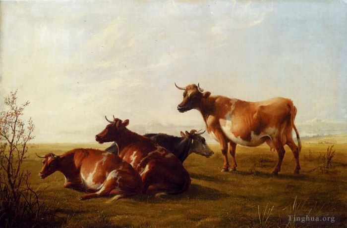 Thomas Sidney Cooper Ölgemälde - Kühe auf einer Wiese