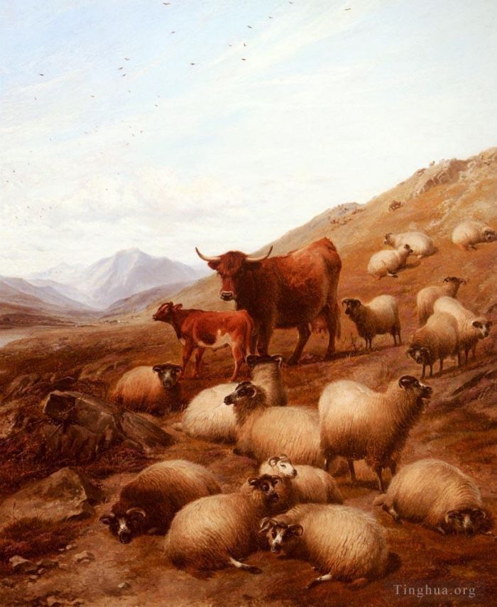 Thomas Sidney Cooper Ölgemälde - In den Highlands Rindern