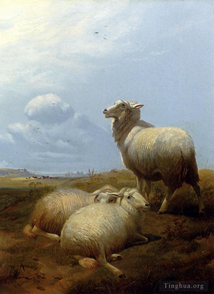 Thomas Sidney Cooper Ölgemälde - Schafe auf der Weide