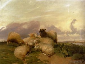 Thomas Sidney Cooper Werk - Schafe in den Wasserwiesen von Canterbury
