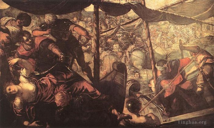 Tintoretto Ölgemälde - Kampf zwischen Türken und Christen