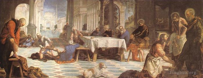Tintoretto Ölgemälde - Christus wäscht die Füße seiner Jünger
