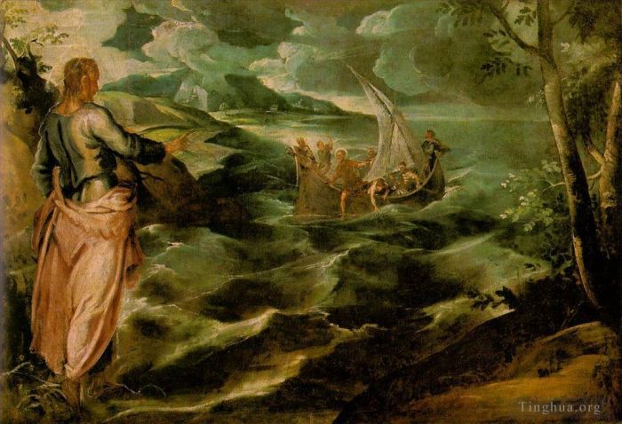 Tintoretto Ölgemälde - Christus am See Genezareth