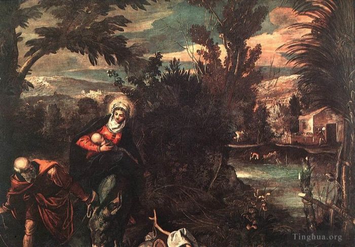 Tintoretto Ölgemälde - Flucht nach Ägypten